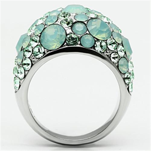 TK641 - High polished (no plating) Stainless Steel Ring with Top Grade Crystal  in Multi Color-2