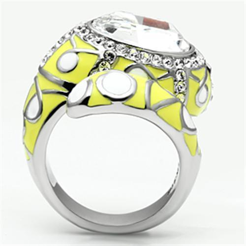TK643 - High polished (no plating) Stainless Steel Ring with Top Grade Crystal  in Clear-2