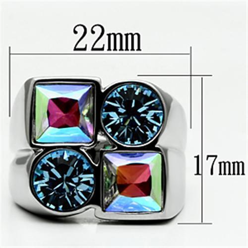 TK645 - High polished (no plating) Stainless Steel Ring with Top Grade Crystal  in Multi Color-1