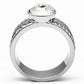 TK646 - High polished (no plating) Stainless Steel Ring with Top Grade Crystal  in Clear-2