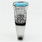 TK648 - High polished (no plating) Stainless Steel Ring with Top Grade Crystal  in Sea Blue-3