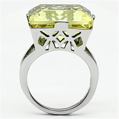 TK649 - High polished (no plating) Stainless Steel Ring with Top Grade Crystal  in Citrine Yellow-2