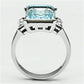 TK650 - High polished (no plating) Stainless Steel Ring with Top Grade Crystal  in Sea Blue-2