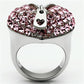 TK652 - High polished (no plating) Stainless Steel Ring with Top Grade Crystal  in Rose-2