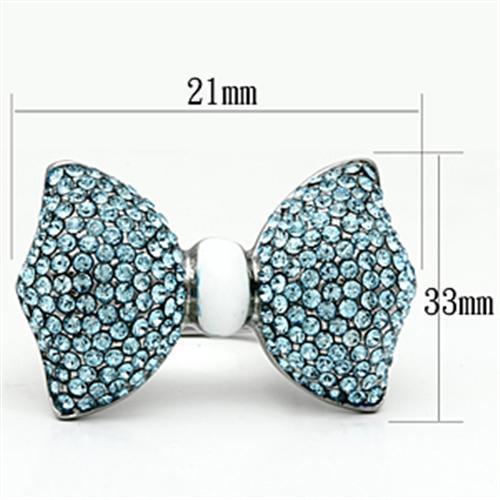 TK653 - High polished (no plating) Stainless Steel Ring with Top Grade Crystal  in Sea Blue-1