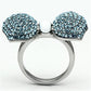 TK653 - High polished (no plating) Stainless Steel Ring with Top Grade Crystal  in Sea Blue-2