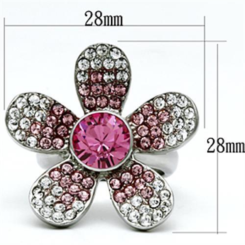 TK654 - High polished (no plating) Stainless Steel Ring with Top Grade Crystal  in Rose-1