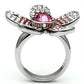 TK654 - High polished (no plating) Stainless Steel Ring with Top Grade Crystal  in Rose-2