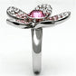 TK654 - High polished (no plating) Stainless Steel Ring with Top Grade Crystal  in Rose-3