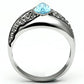 TK659 - High polished (no plating) Stainless Steel Ring with Top Grade Crystal  in Sea Blue-2