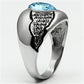TK659 - High polished (no plating) Stainless Steel Ring with Top Grade Crystal  in Sea Blue-3