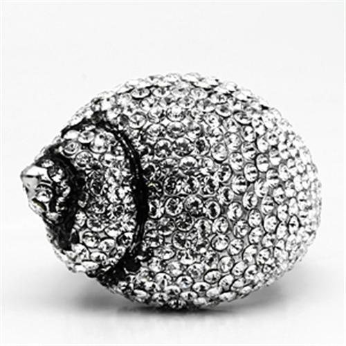 TK661 - High polished (no plating) Stainless Steel Ring with Top Grade Crystal  in Clear-2