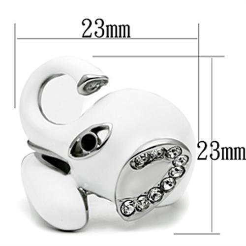 TK663 - High polished (no plating) Stainless Steel Ring with Top Grade Crystal  in Jet-1