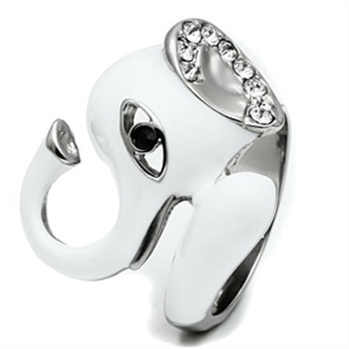 TK663 - High polished (no plating) Stainless Steel Ring with Top Grade Crystal  in Jet-2