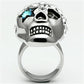 TK669 - High polished (no plating) Stainless Steel Ring with Top Grade Crystal  in Capri Blue-2