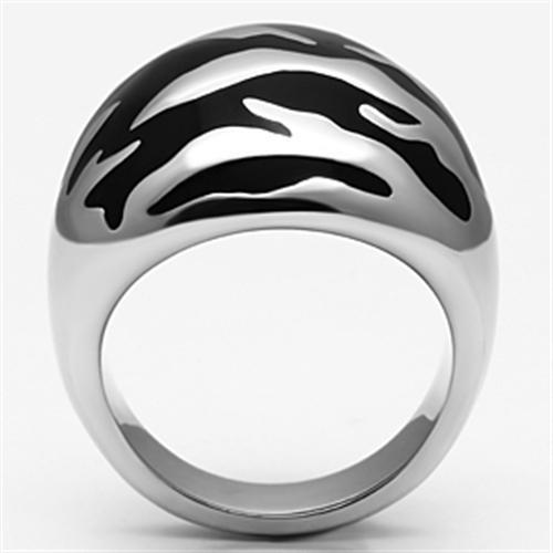 TK672 - High polished (no plating) Stainless Steel Ring with Epoxy  in Jet-2