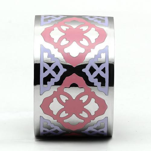 TK676 - High polished (no plating) Stainless Steel Ring with Epoxy  in Multi Color-2