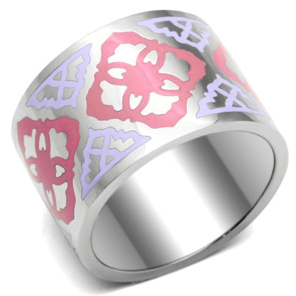 TK676 - High polished (no plating) Stainless Steel Ring with Epoxy  in Multi Color-0