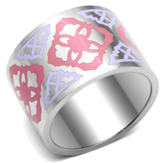 TK676 - High polished (no plating) Stainless Steel Ring with Epoxy  in Multi Color-0