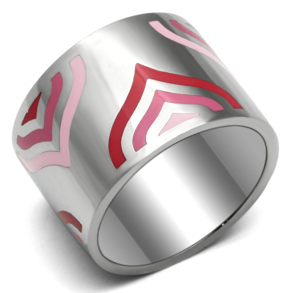 TK678 - High polished (no plating) Stainless Steel Ring with Epoxy  in Multi Color-0