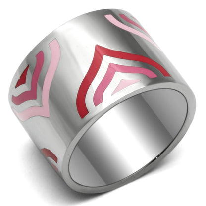 TK678 - High polished (no plating) Stainless Steel Ring with Epoxy  in Multi Color-0