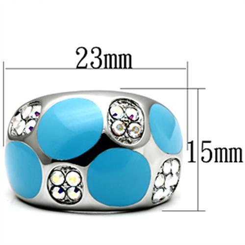 TK687 - High polished (no plating) Stainless Steel Ring with Top Grade Crystal  in Aurora Borealis (Rainbow Effect)-1