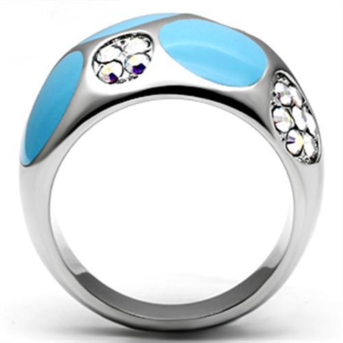 TK687 - High polished (no plating) Stainless Steel Ring with Top Grade Crystal  in Aurora Borealis (Rainbow Effect)-2