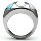 TK690 - High polished (no plating) Stainless Steel Ring with Synthetic Synthetic Glass in Multi Color-2