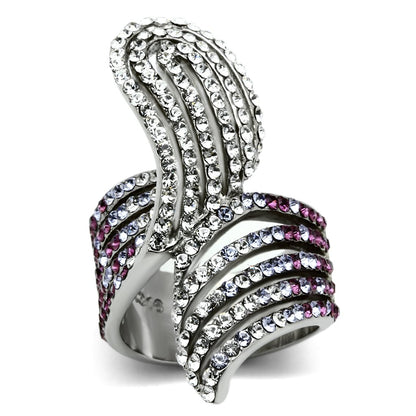 TK691 - High polished (no plating) Stainless Steel Ring with Top Grade Crystal  in Multi Color-0