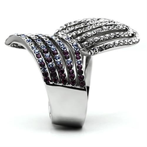 TK691 - High polished (no plating) Stainless Steel Ring with Top Grade Crystal  in Multi Color-3