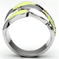 TK693 - High polished (no plating) Stainless Steel Ring with Top Grade Crystal  in Topaz-2