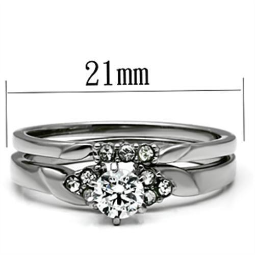 TK694 - High polished (no plating) Stainless Steel Ring with AAA Grade CZ  in Clear-1