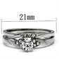 TK694 - High polished (no plating) Stainless Steel Ring with AAA Grade CZ  in Clear-1