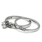 TK694 - High polished (no plating) Stainless Steel Ring with AAA Grade CZ  in Clear-2