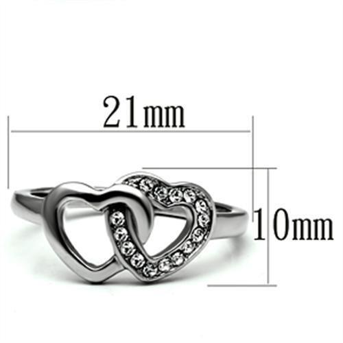 TK695 - High polished (no plating) Stainless Steel Ring with Top Grade Crystal  in Clear-1