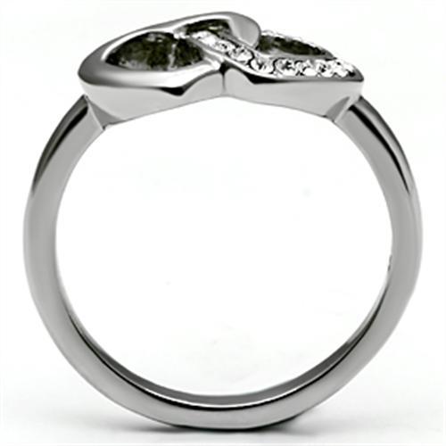 TK695 - High polished (no plating) Stainless Steel Ring with Top Grade Crystal  in Clear-2