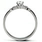 TK697 - High polished (no plating) Stainless Steel Ring with AAA Grade CZ  in Clear-2