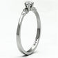 TK697 - High polished (no plating) Stainless Steel Ring with AAA Grade CZ  in Clear-3