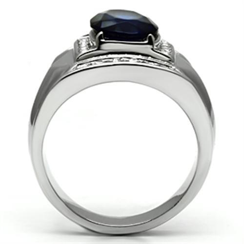 TK699 - High polished (no plating) Stainless Steel Ring with Synthetic Synthetic Glass in Montana-2