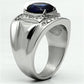 TK699 - High polished (no plating) Stainless Steel Ring with Synthetic Synthetic Glass in Montana-3