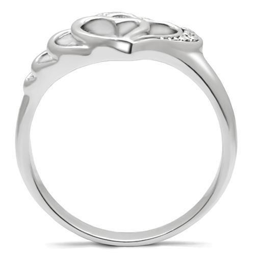 TK6X179 - High polished (no plating) Stainless Steel Ring with AAA Grade CZ  in Clear-3