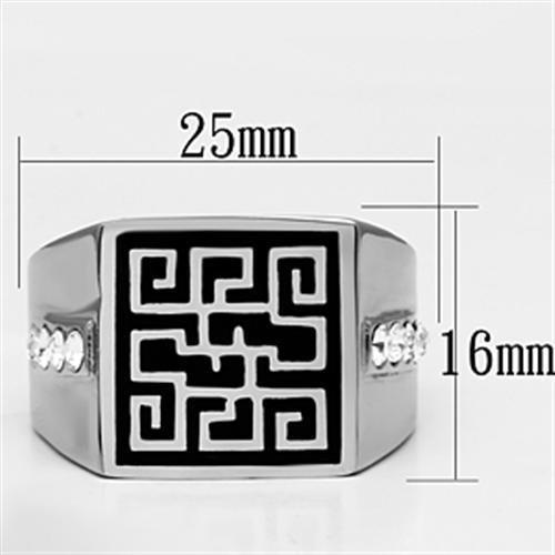 TK703 - High polished (no plating) Stainless Steel Ring with Top Grade Crystal  in Clear-1