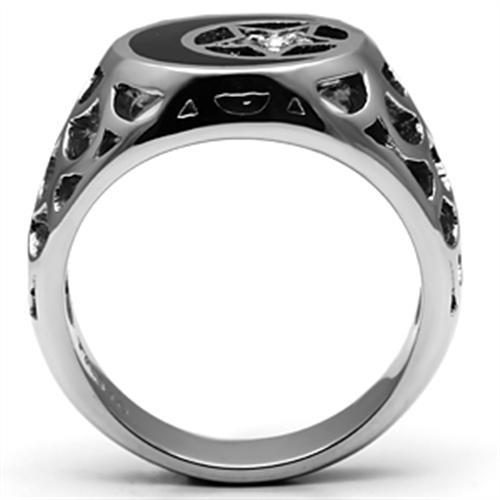 TK706 - High polished (no plating) Stainless Steel Ring with Top Grade Crystal  in Clear-2