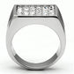 TK707 - High polished (no plating) Stainless Steel Ring with Top Grade Crystal  in Clear-2