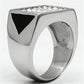 TK707 - High polished (no plating) Stainless Steel Ring with Top Grade Crystal  in Clear-3