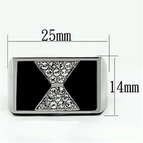 TK708 - High polished (no plating) Stainless Steel Ring with Top Grade Crystal  in Clear-1