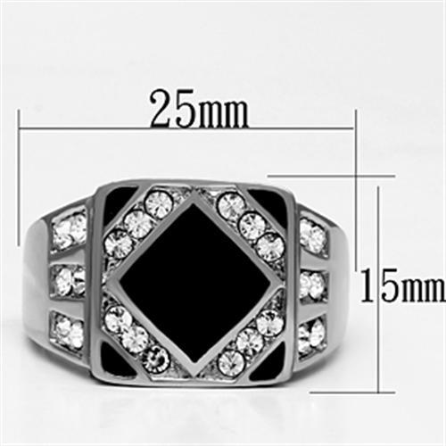TK710 - High polished (no plating) Stainless Steel Ring with Top Grade Crystal  in Clear-1