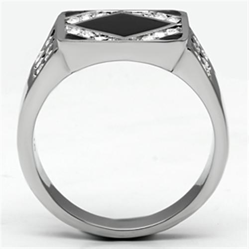 TK710 - High polished (no plating) Stainless Steel Ring with Top Grade Crystal  in Clear-2