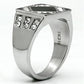 TK710 - High polished (no plating) Stainless Steel Ring with Top Grade Crystal  in Clear-3