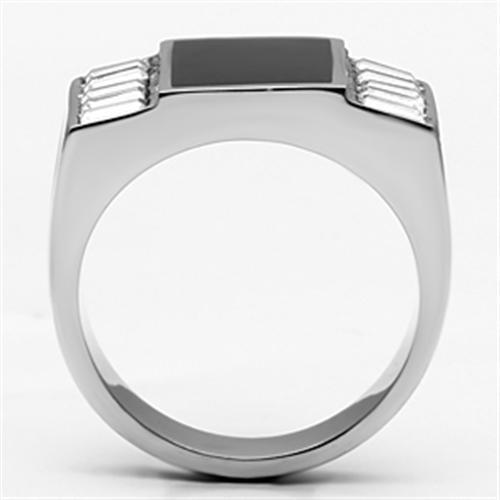 TK712 - High polished (no plating) Stainless Steel Ring with Top Grade Crystal  in Clear-2